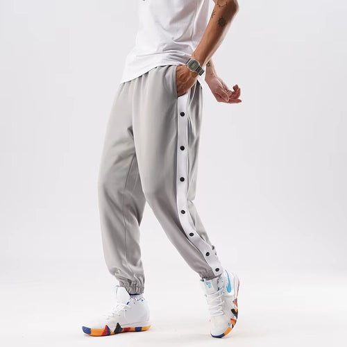Student Side Breasted Sports Men'S Casual Loose Legged Pants Full Open Button Basketball Pants Fashion Trousers