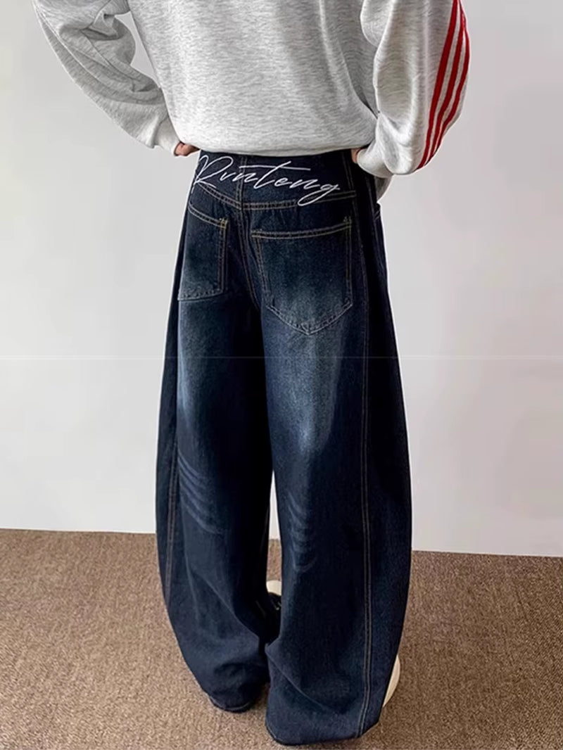 American Goth Letter Printed Baggy Denim Pantalones Hombre Autumn Y2K Streetwear Straight Jeans Hip Hop Fashion Jean Trousers