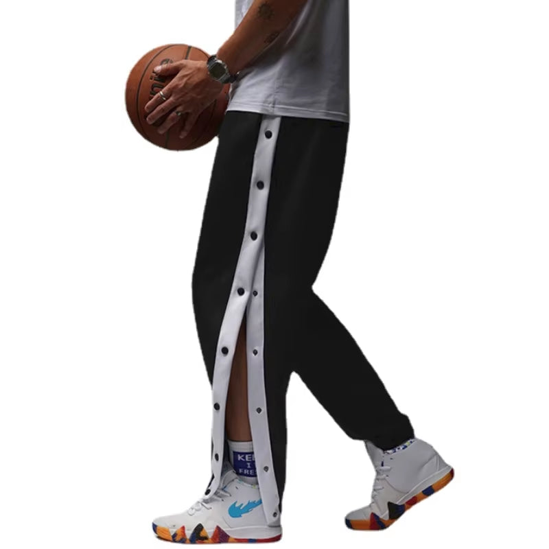 Student Side Breasted Sports Men'S Casual Loose Legged Pants Full Open Button Basketball Pants Fashion Trousers