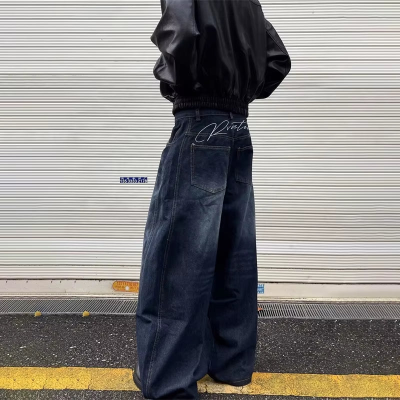 American Goth Letter Printed Baggy Denim Pantalones Hombre Autumn Y2K Streetwear Straight Jeans Hip Hop Fashion Jean Trousers